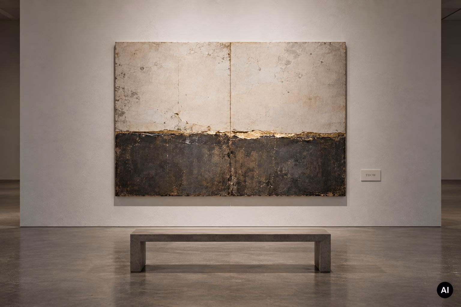 Abstraktes THOW-Kunstwerk zu „Der lange Weg nach Hause“ in einer frontalen Galerieansicht.